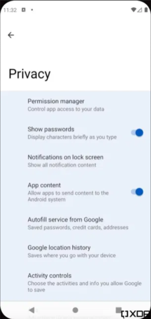 android 12 design menu caché