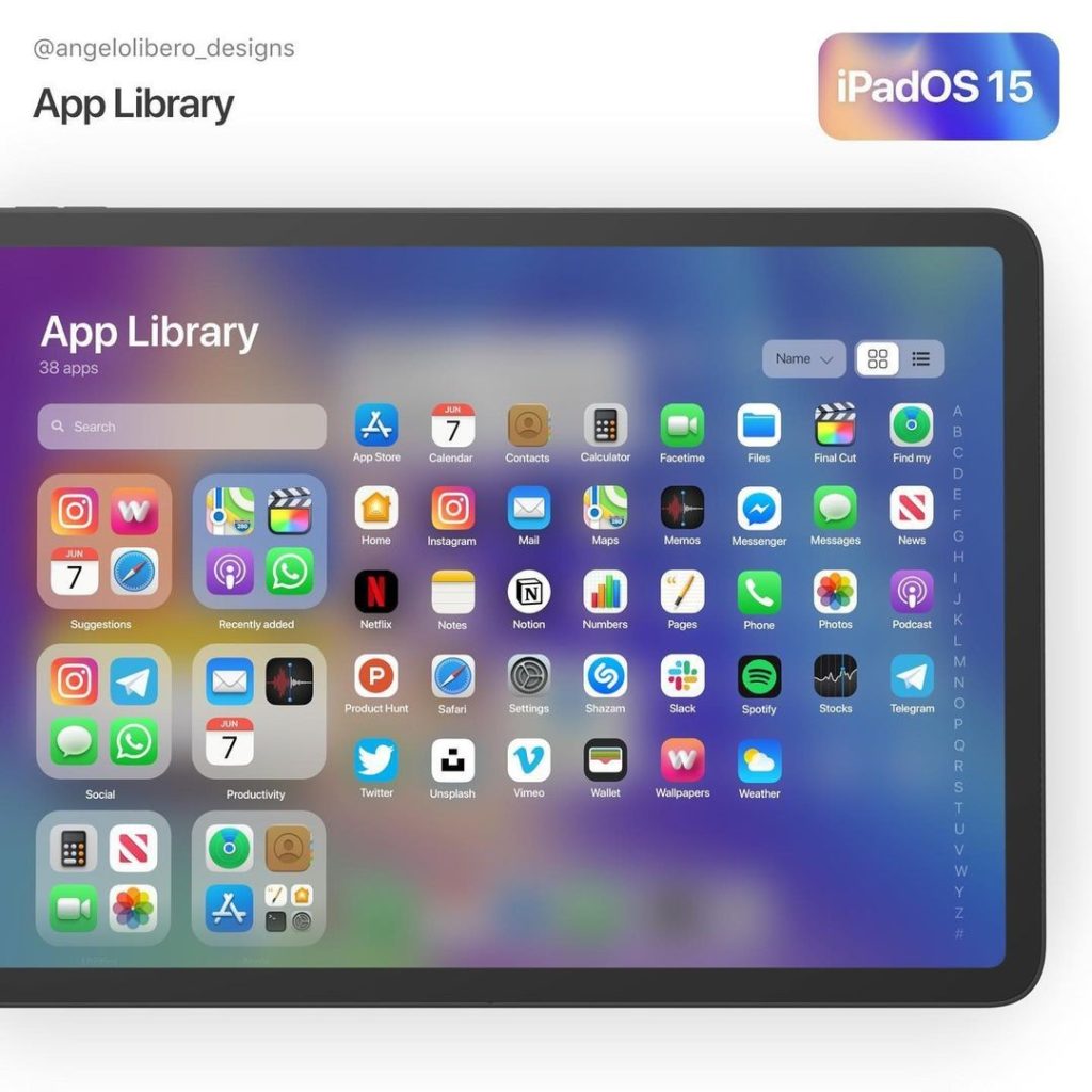 ipados 15 app library concept